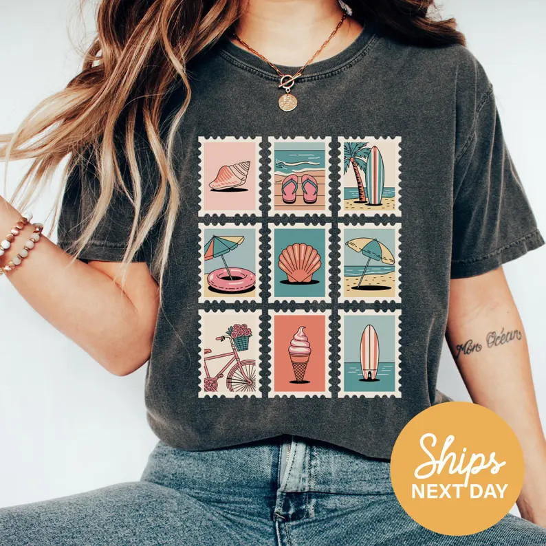 Vintage Beach Stamp Comfort Tee Summer Vacation Beach Lover gallery