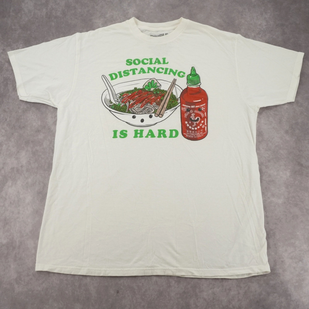 Ripple Junction Pho Sriracha Social Distancing Graphic T Shirt White XL