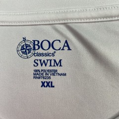 BOCA Classics Long Sleeve XXL Rash Guard Quick Dry Swim Shirt White Gray Blue
