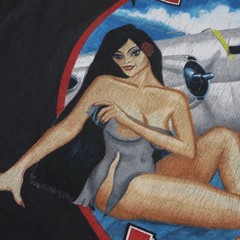 Vintage China Doll C46 Commando T Shirt Mens XL Black WWII Airplane Pin Up Tee