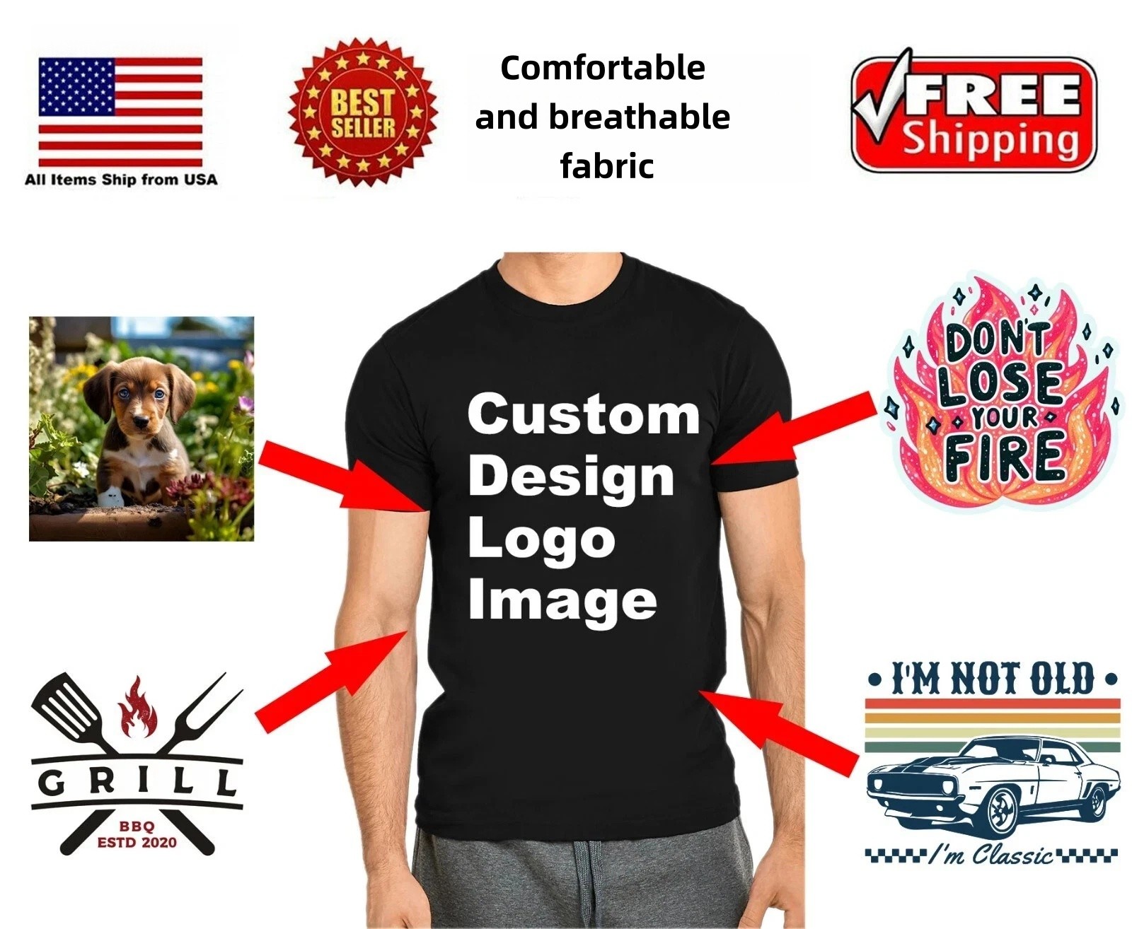 Customized Print T Shirt for Men Women DIY Your Like Photo or Logo Tops Tees gallery