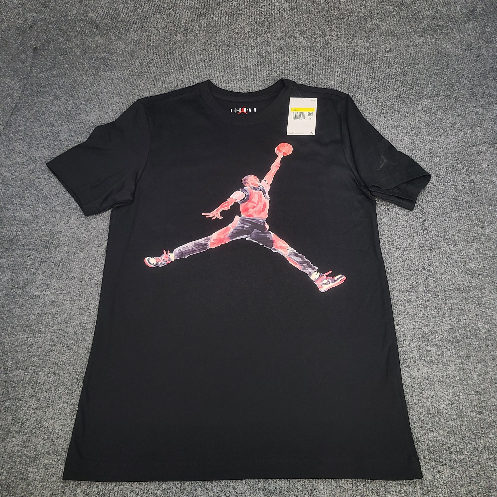 Jordan Shirt Mens Small Black Red Jumpman Watercolor Graphic Nike Air Cotton Tee gallery