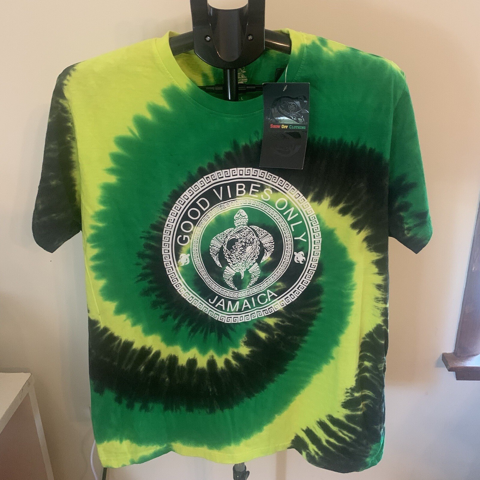 NWT Show Off Clothing Jamaica Good Vibes Only Tie Dye T Shirt Size Large