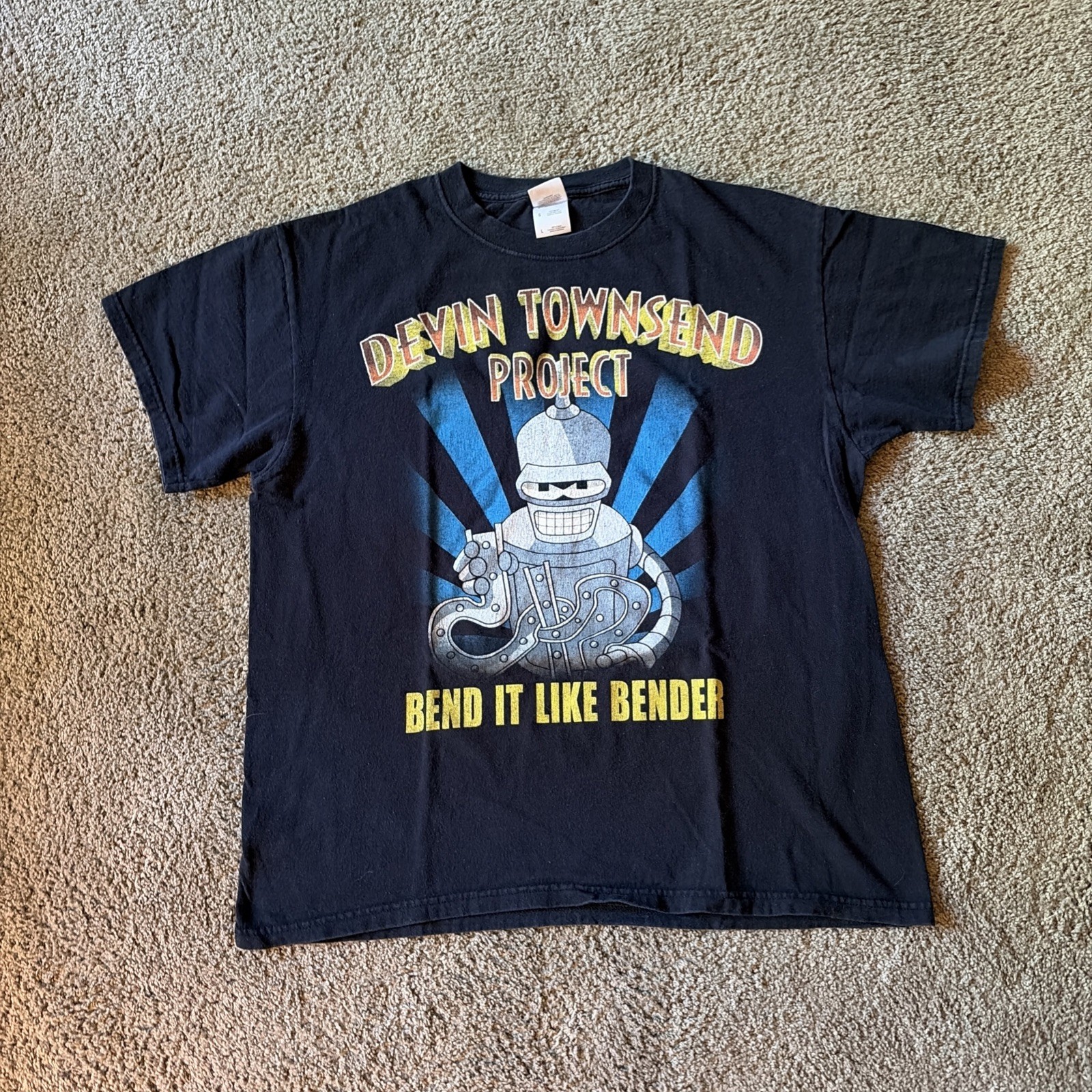 Devin Townsend Project Mens T-Shirt L Black Bend It Like Bender Futurama
