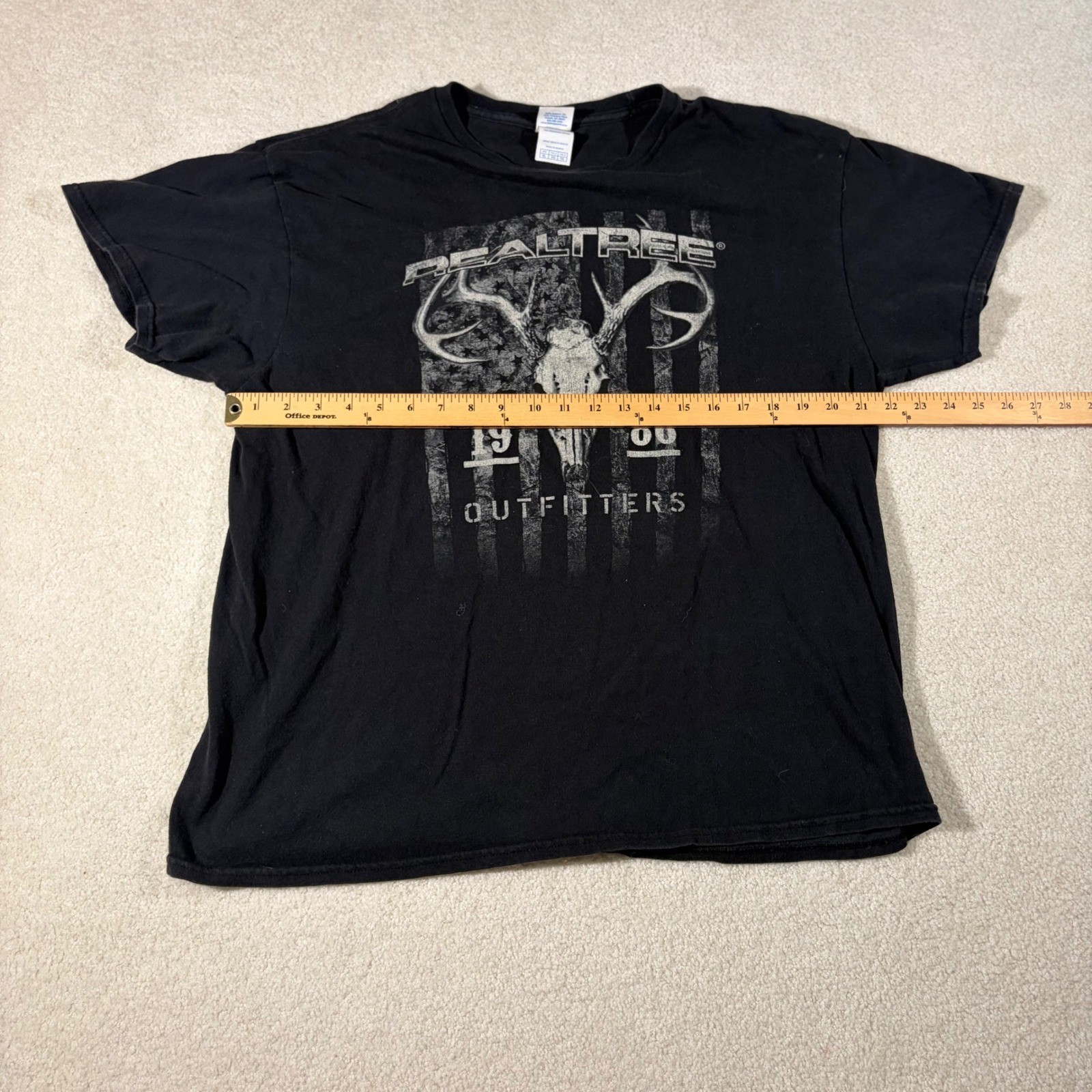 Realtree Outfitters Graphic T-Shirt Mens XL Black Deer Skull Flag Hunting Tee gallery
