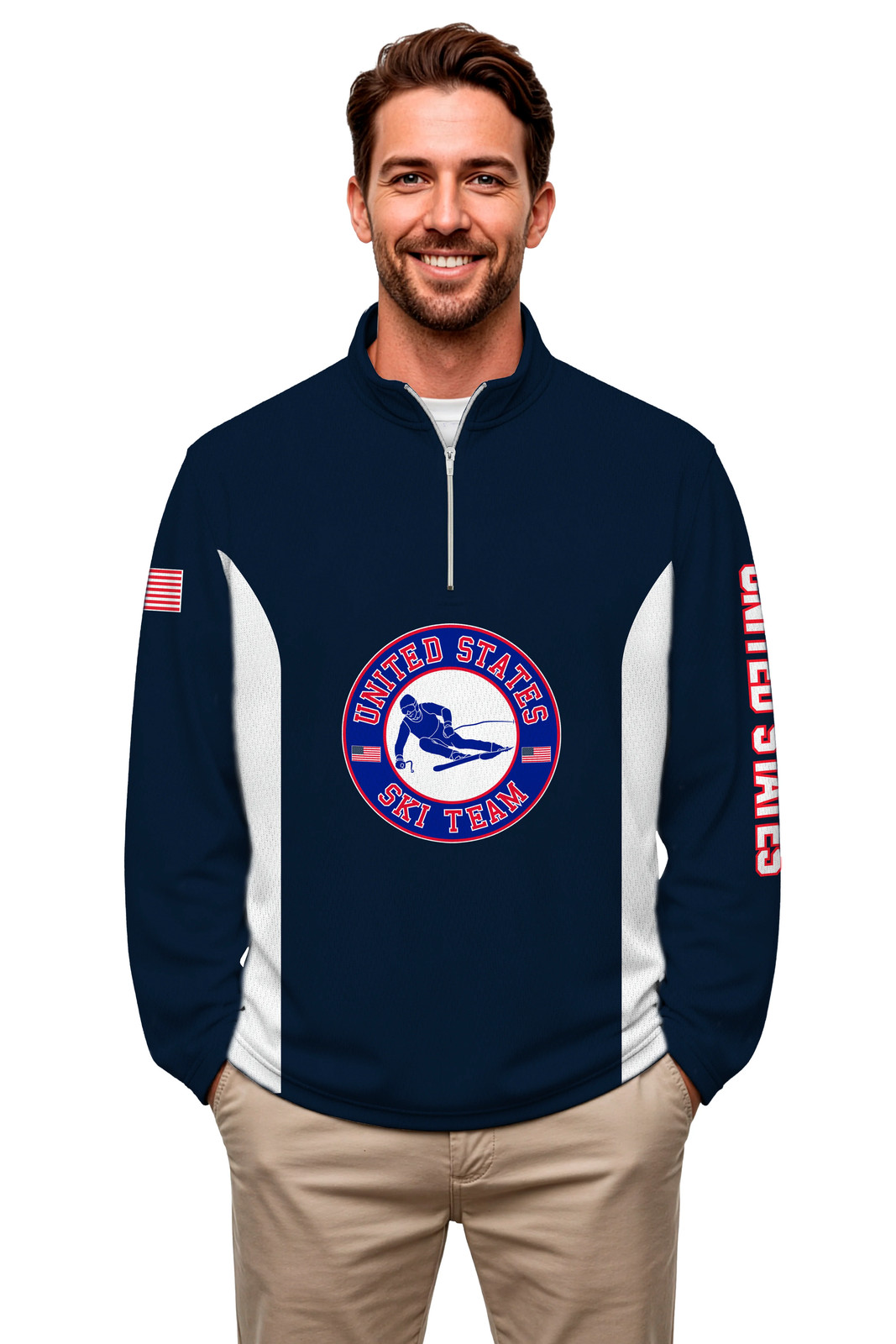 USA SKI Team Lightweight Navy 1/4 Zip Pullover