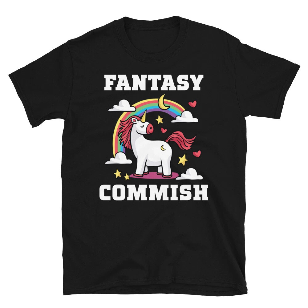 Unicorn Rainbow Mock Draft Fantasy Black T-shirt gallery