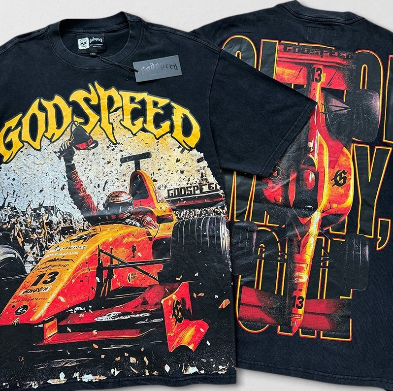 NEW Godspeed "F1" Men's Graphic Black T-Shirt High-Quality Heavyweight Small-XL gallery