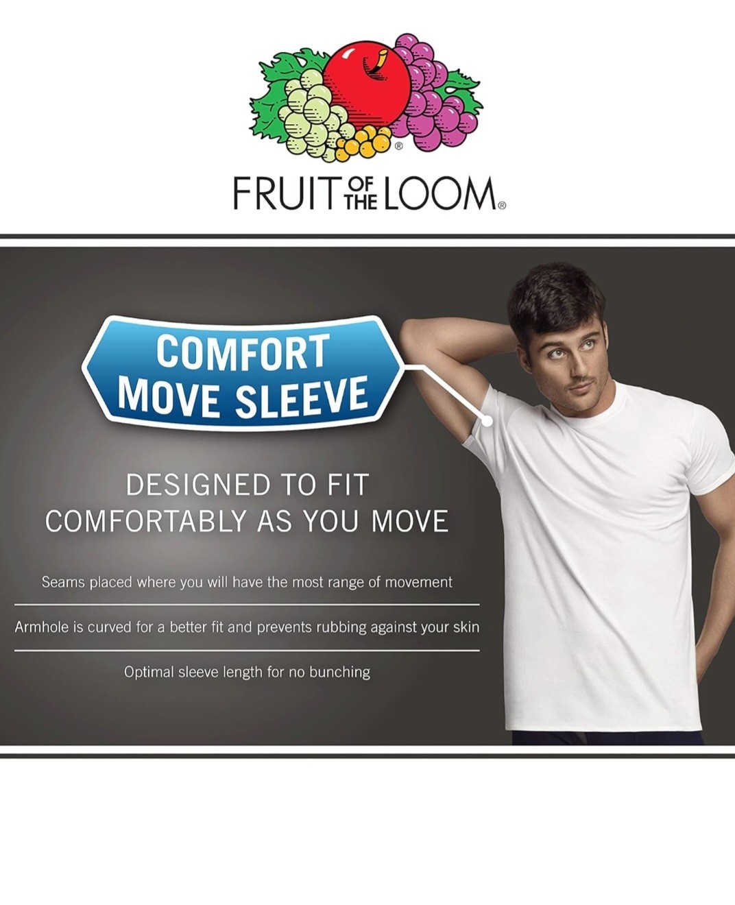 Fruit Of The Loom Men's 6pk Pocket Tees Size L New Moisture Wicking Eversoft gallery
