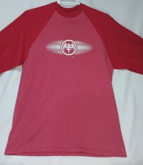 Bacardi Shirt Men’s Extra Large Red 3/4 Sleeve Rum Drink Logo Print Tee Y2K