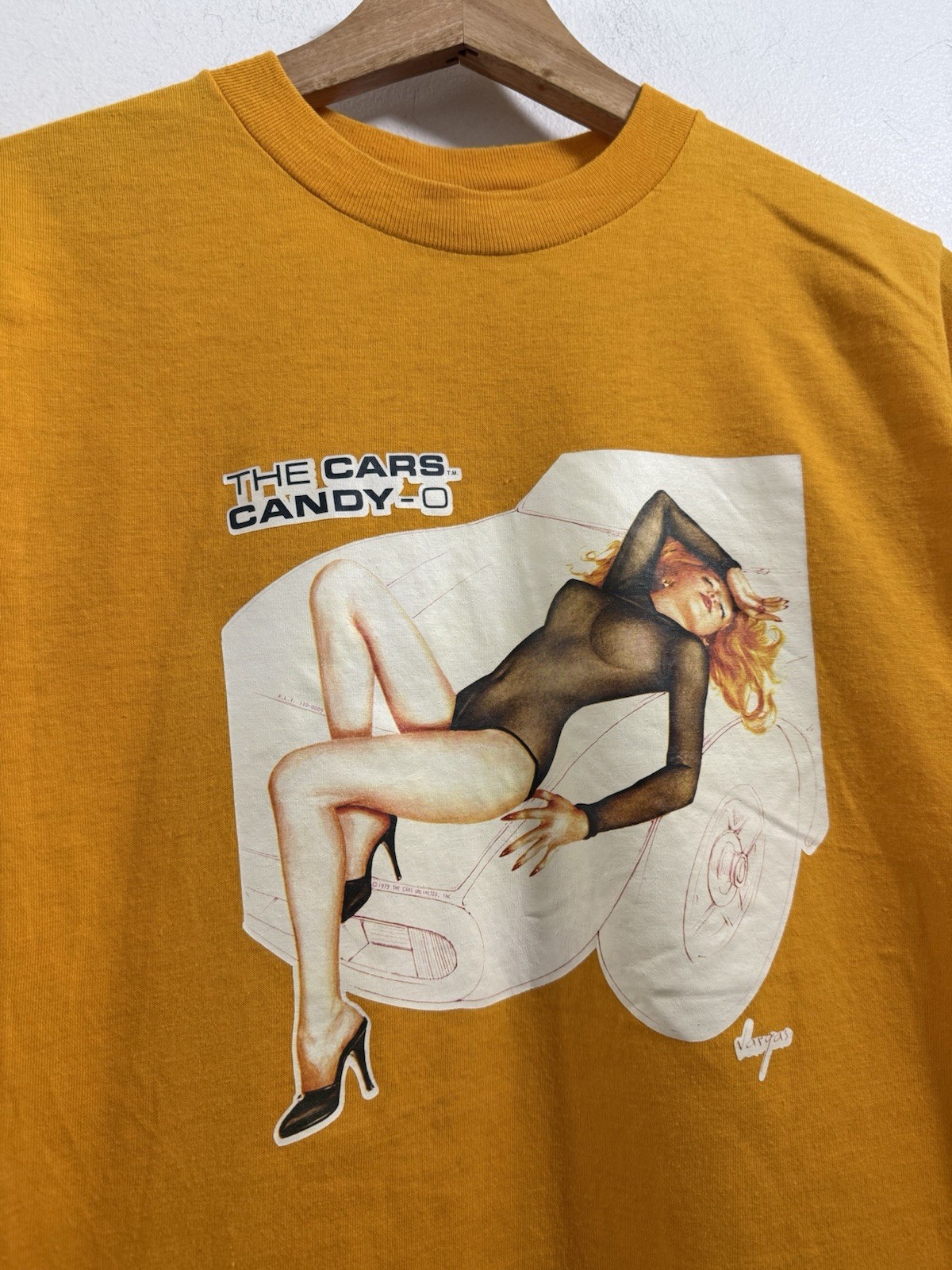 Vintage 1979 The Cars Candy-O Band Shirt Yellow Medium Ched gallery