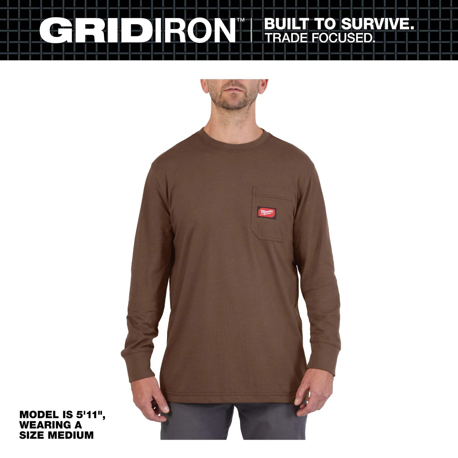 Milwaukee 606 Men's GRIDIRON Cotton/Polyester Long-Sleeve Pocket T-Shirt gallery