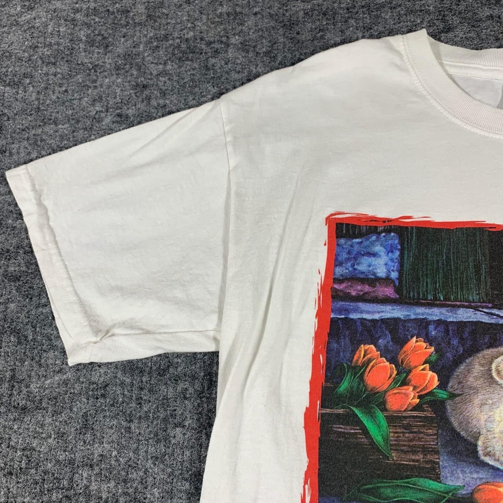 VTG Gildan T Shirt Mens Large L White Have A Heart Dogs Puppy Cute Y2K Retro gallery
