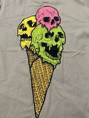 Three Melting Scoops Ice Cream In cone Beige T-shirt M