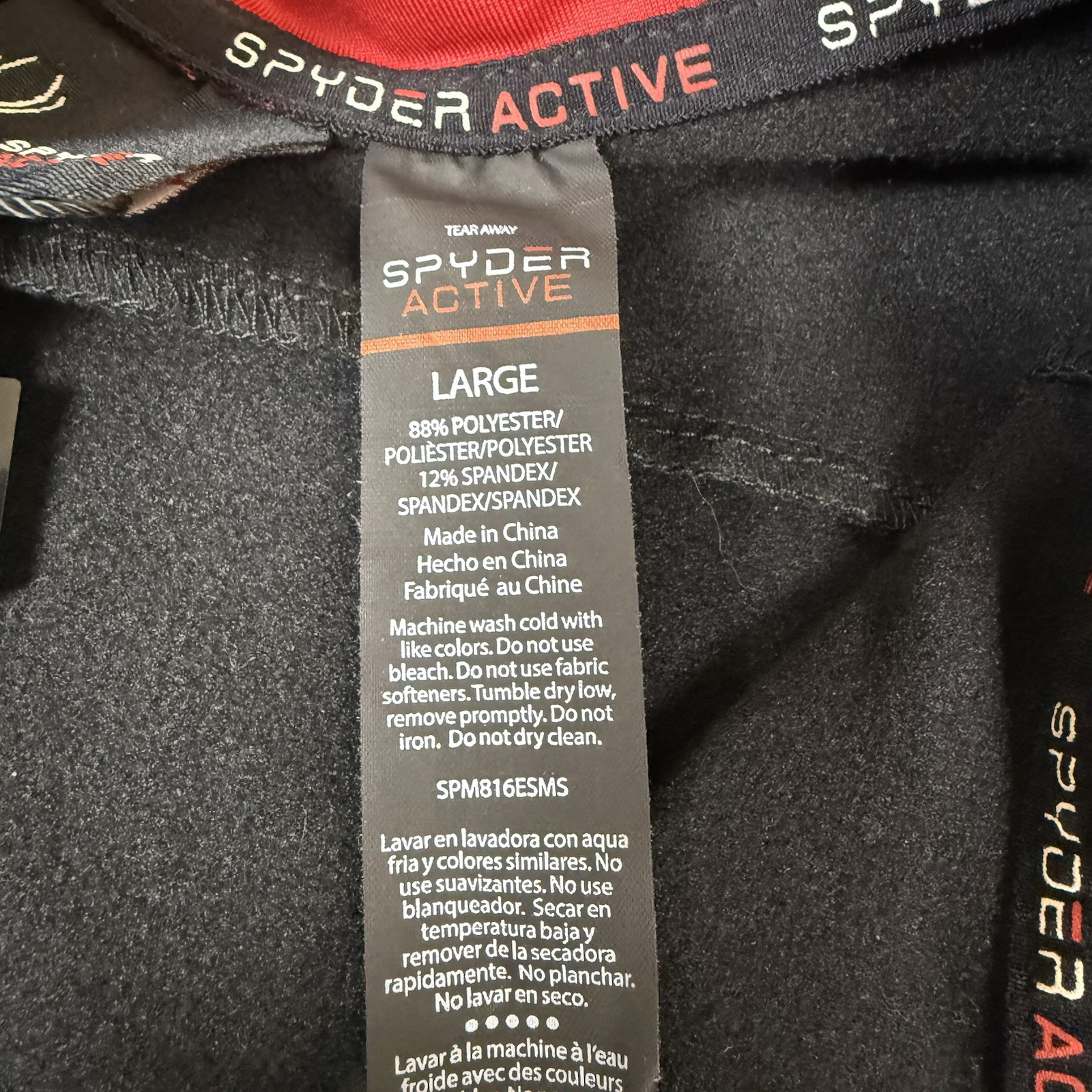 NWT Spyder Active Men’s Large Quarter Zip Black Pullover Quick Dry M- SEE PHOTO gallery