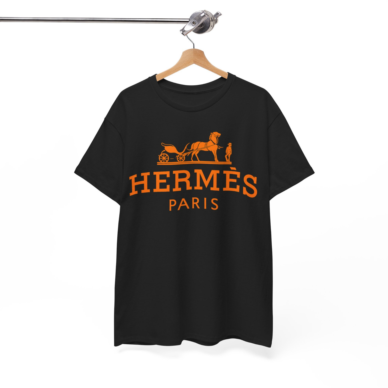 Paris Vintage Horse Carriage Orange Graphic T-Shirt gallery