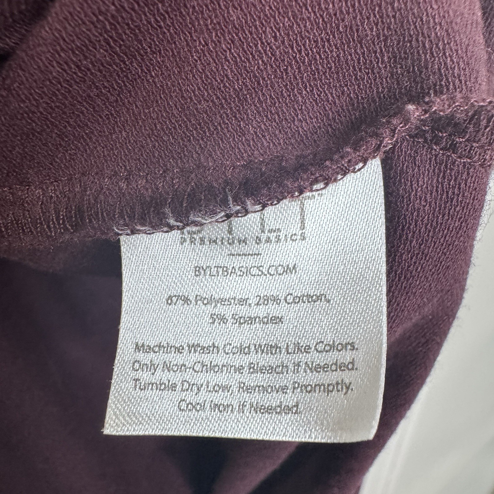 BYLT Premium Basics Drop Cut Hooded Long Sleeve Mens L Burgundy Stretch Tee gallery