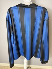 Men’s Manfinity Blue And Black Vertical Striped Casual Streetwear Large Shirt
