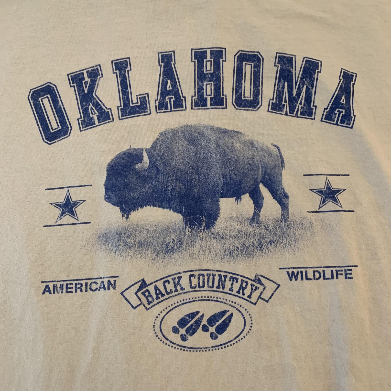 Oklahoma Wildlife Shirt Mens 2XL Tan Bison Buffalo Graphic Back Country Gildan