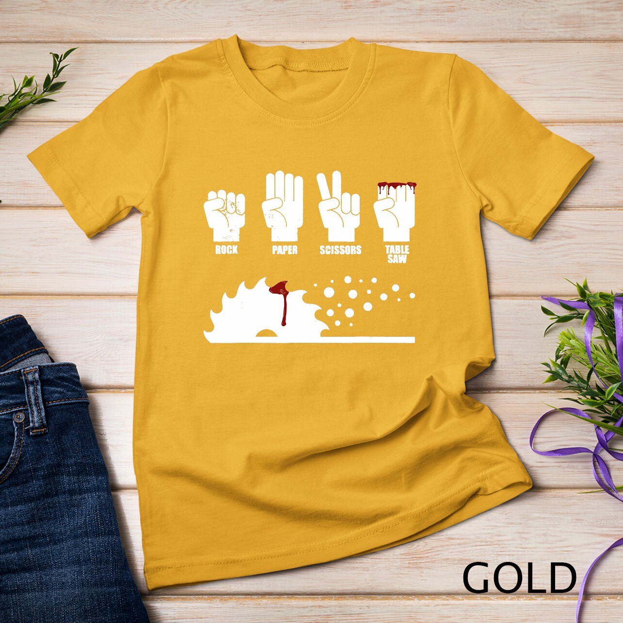 Rock Paper Scissors Table Saw Woodworking Carpenter T-Shirt Unisex T-shirt gallery