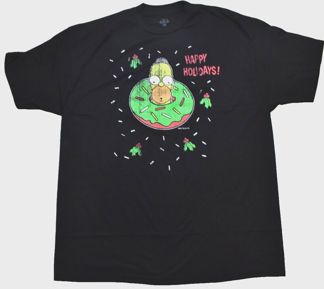 The Simpsons Mens Happy Holidays Homer Simpson Distressed Print Shirt NWT 5XL