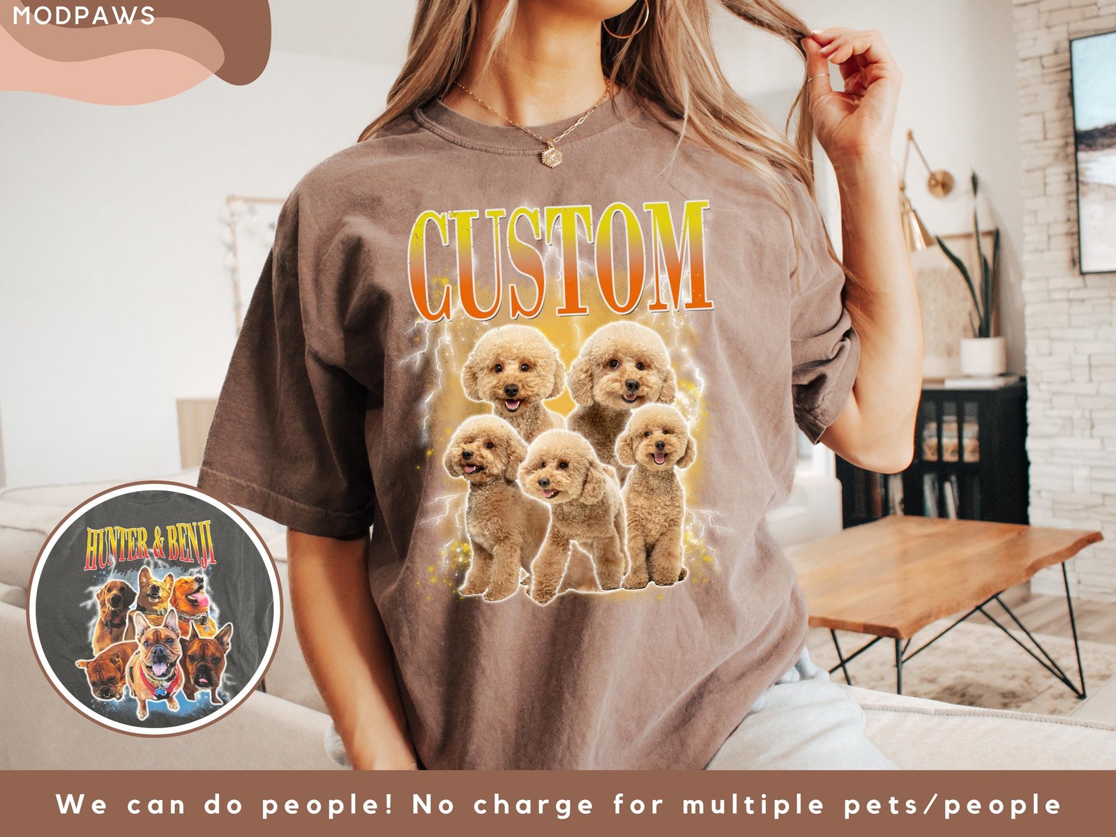 Custom Pet Photo Shirt Personalized Dog Cat Portrait Vintage Bootleg Tee gallery