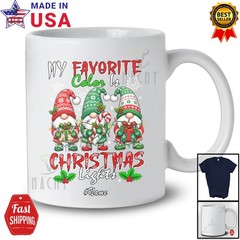 Custom Name Favorite Color Is Christmas Lights; Three Gnomes Family T-Shirt