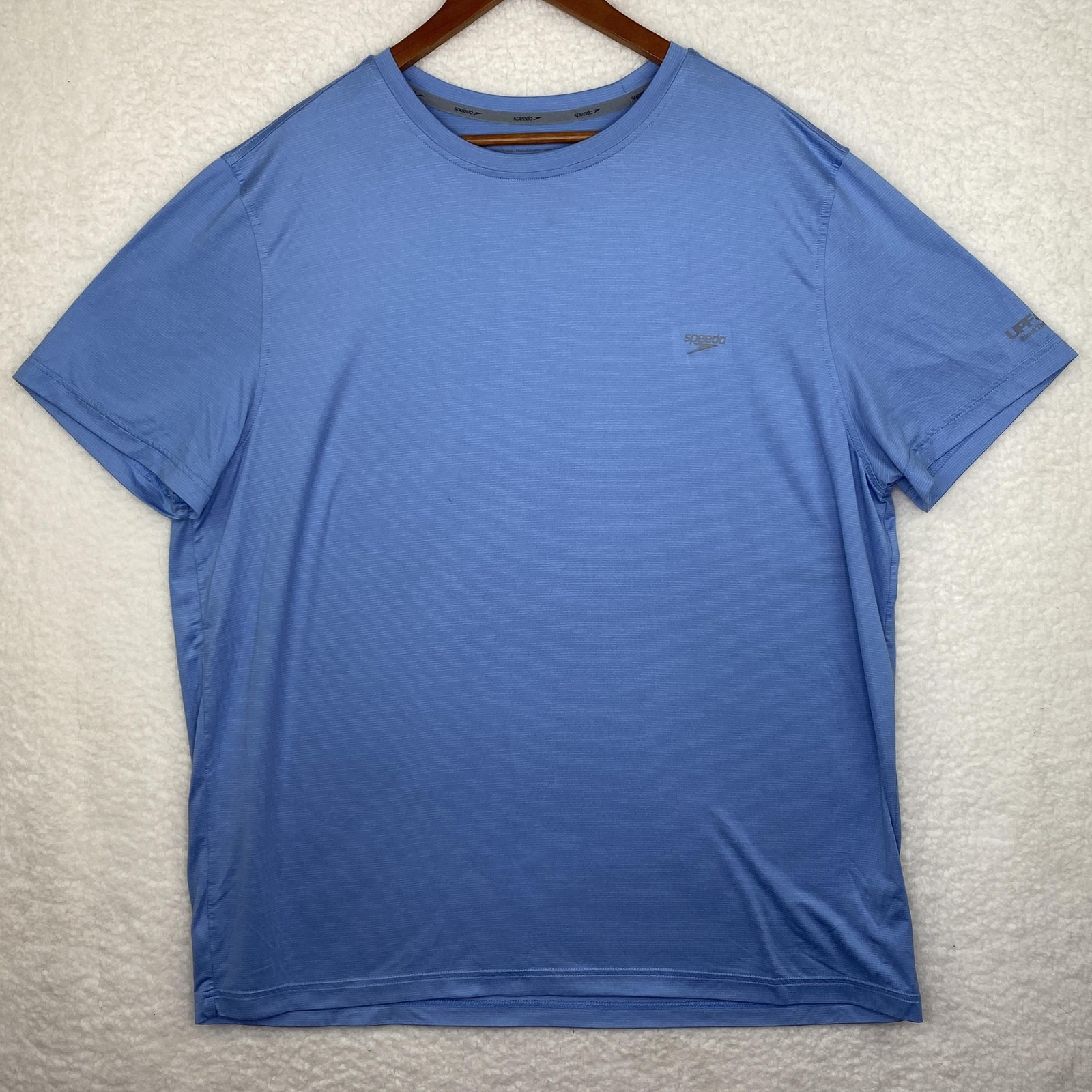 Speedo Shirt Mens 2XL Blue Tagless UV Protection Crew Neck Polyester Spandex gallery