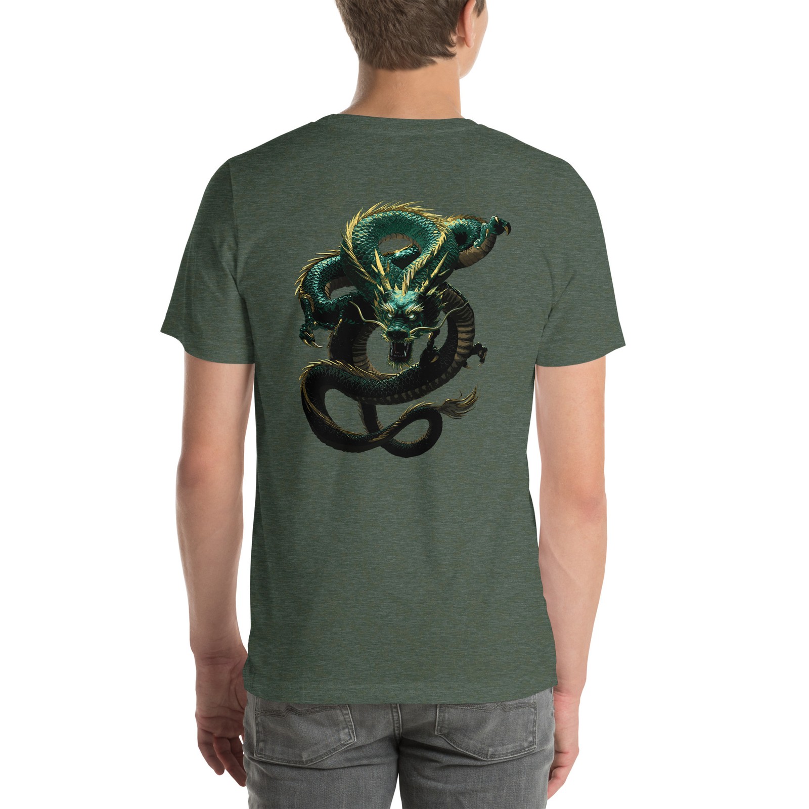 Green Dragon Unisex t-shirt - Japanese-inspired dragon - image on shirt back gallery
