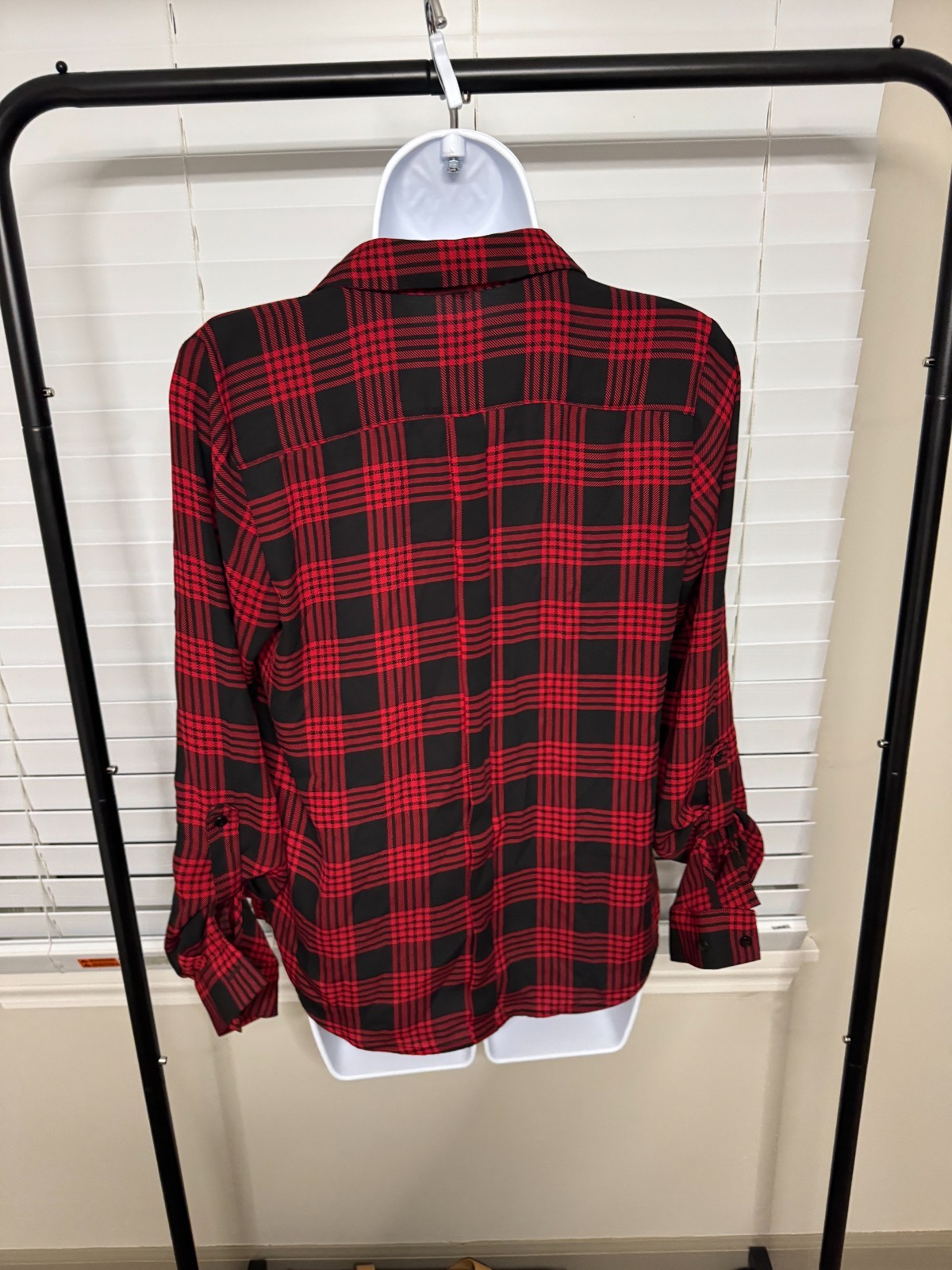 The Limited Women's Plaid Button-Down Blouse in Red & Black S gallery