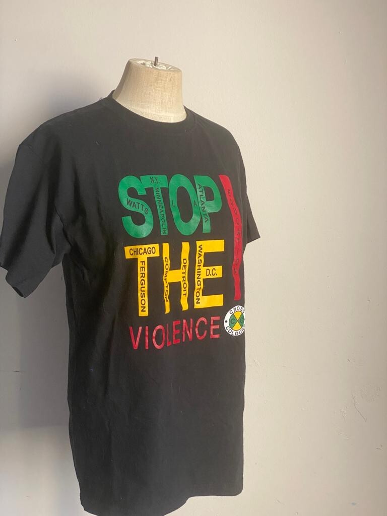 Cross Colours T-shirt Men’s M Stop The Violence 90s Hip Hop Rap