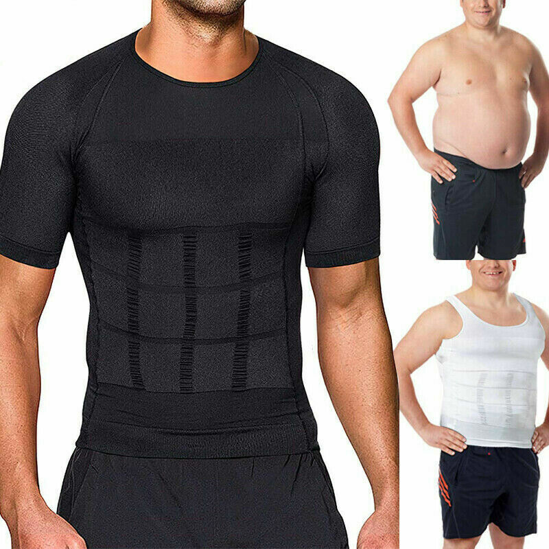 Men's Fashion Compression T-Shirt Body Shaper Crew Neck Muscle Workout Tank Top gallery