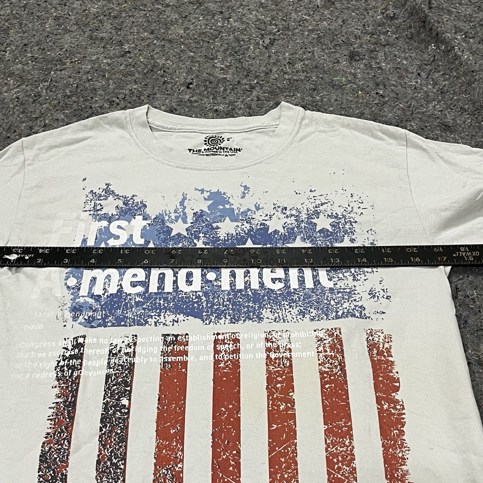 The Mountain First Amendment T-shirt, USA Flag, 100% Cotton, White, Small Eco gallery