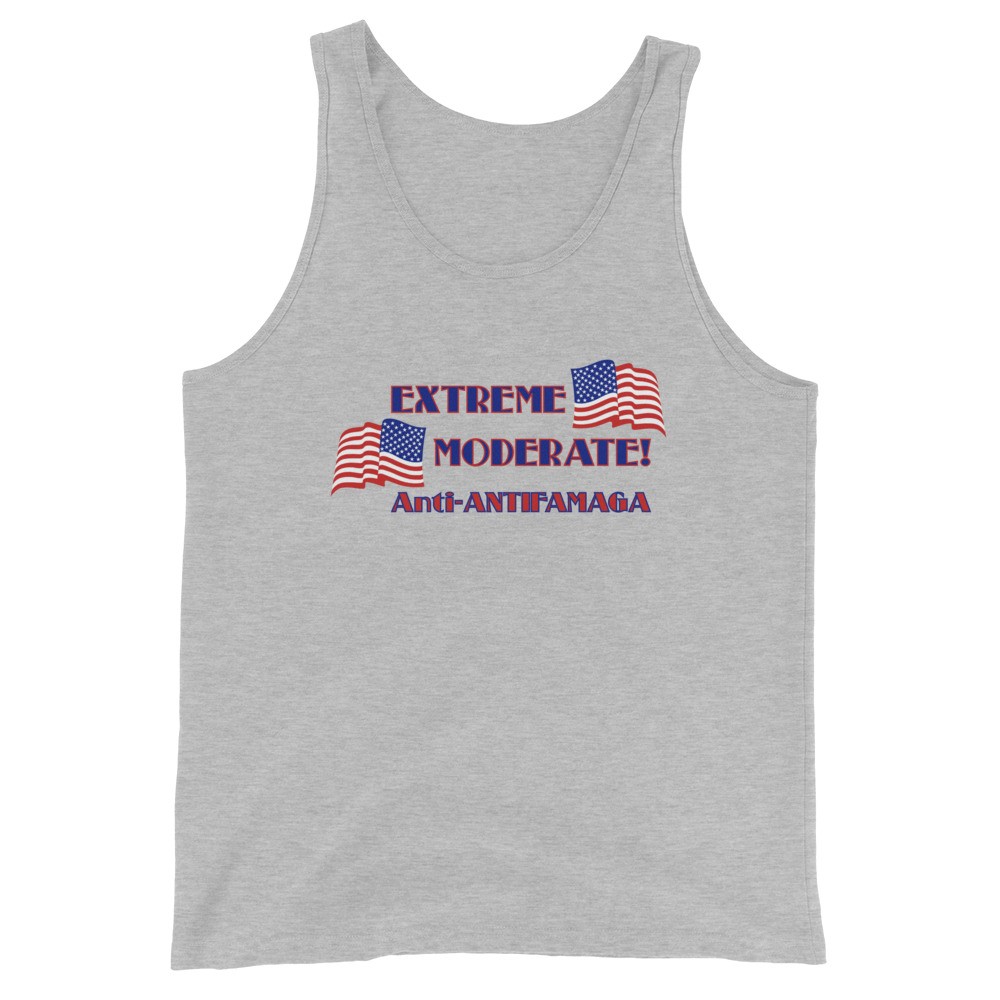 "Extreme Moderate" Unisex Tank Top Centrist Politics Anti-MAGA Anti-Antifa gallery