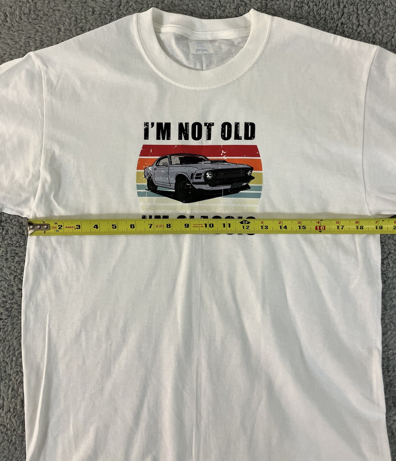 “I’m Not Old I’m Classic” Colorful Dad’s Classic Camaro White Tee Size Medium gallery