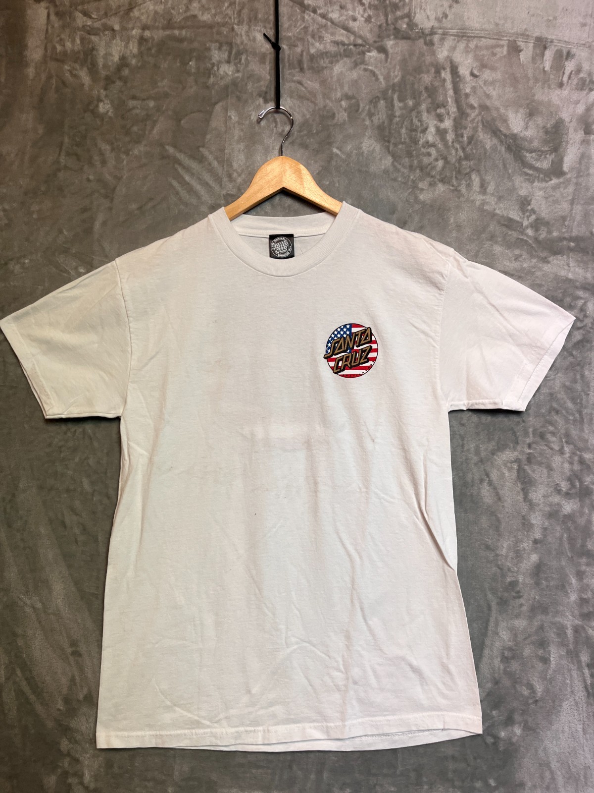 Santa Cruz Skateboards American Flag Logo Graphic T-Shirt Large White gallery