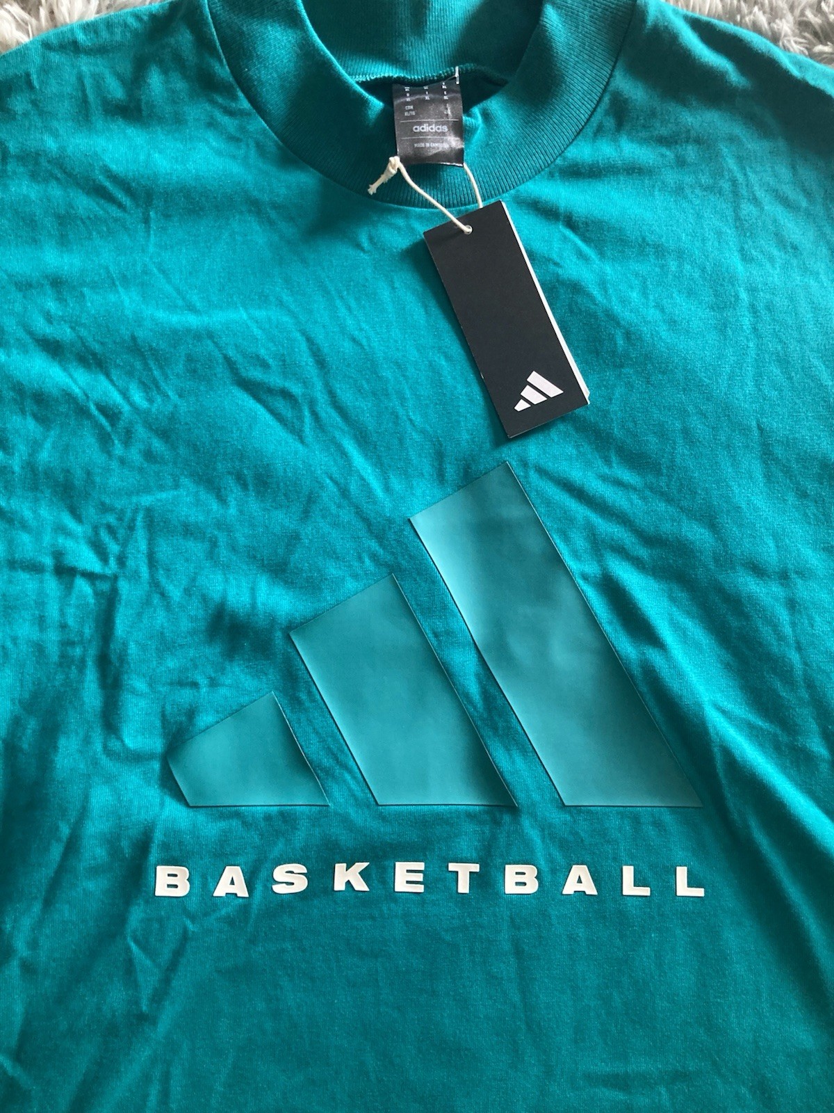 NEW Men’s Adidas Basketball Heavyweight High Neck TShirt Sz XL Teal Blue/Green gallery