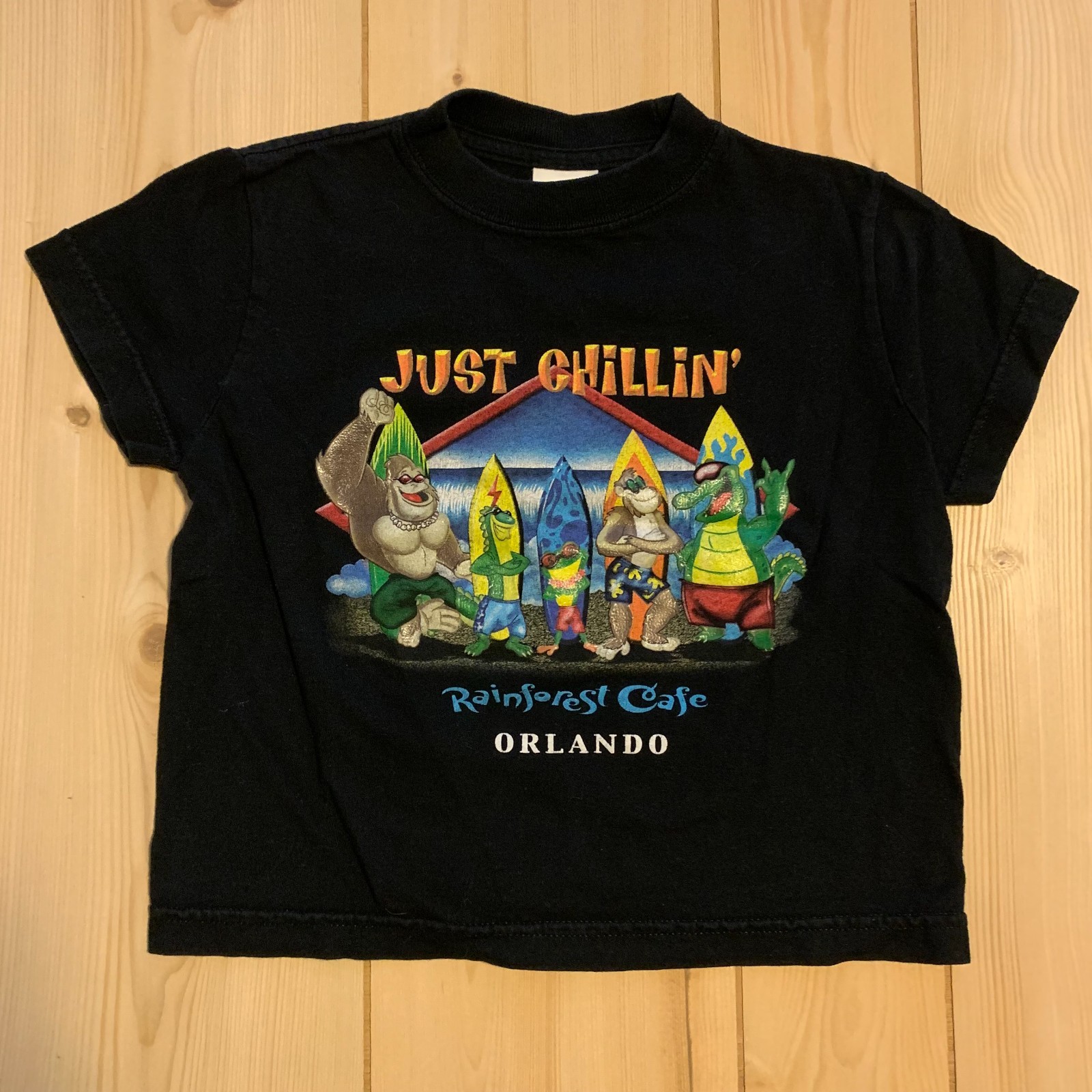 Vintage Rainforest Cafe Orlando FL Just Chillin' Surf Beach Youth T-Shirt XS gallery