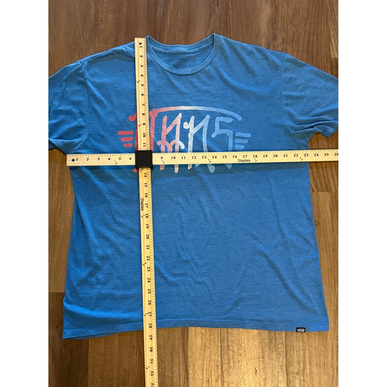 Vans Mens Blue Heathered Graffiti Logo Graphic T-Shirt Skate Streetwear XL gallery