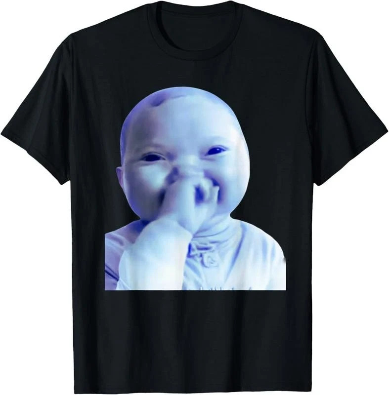 100% Cotton Funny AI Baby Holding Laugh Meme Viral Trend T-Shirt gallery