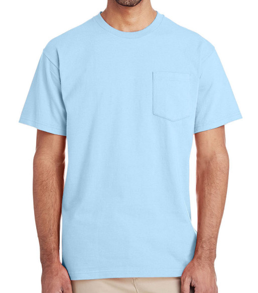 Gildan Hammer Men’s Large Pocket T-Shirt, Light Blue, Preshrunk