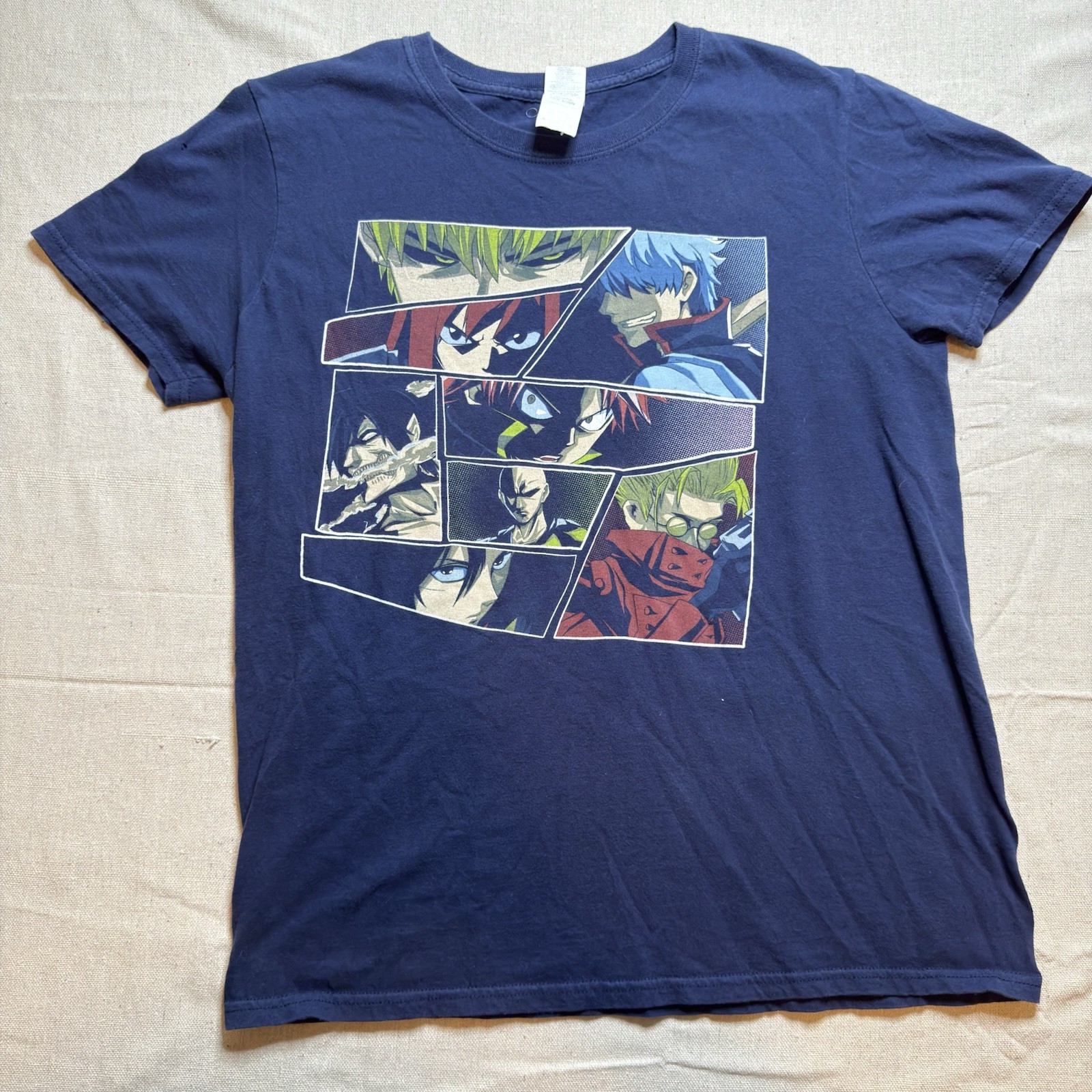 Gildan Softstyle One-Punch Man Saitama Graphic Print Blue Men's Tee Size M gallery