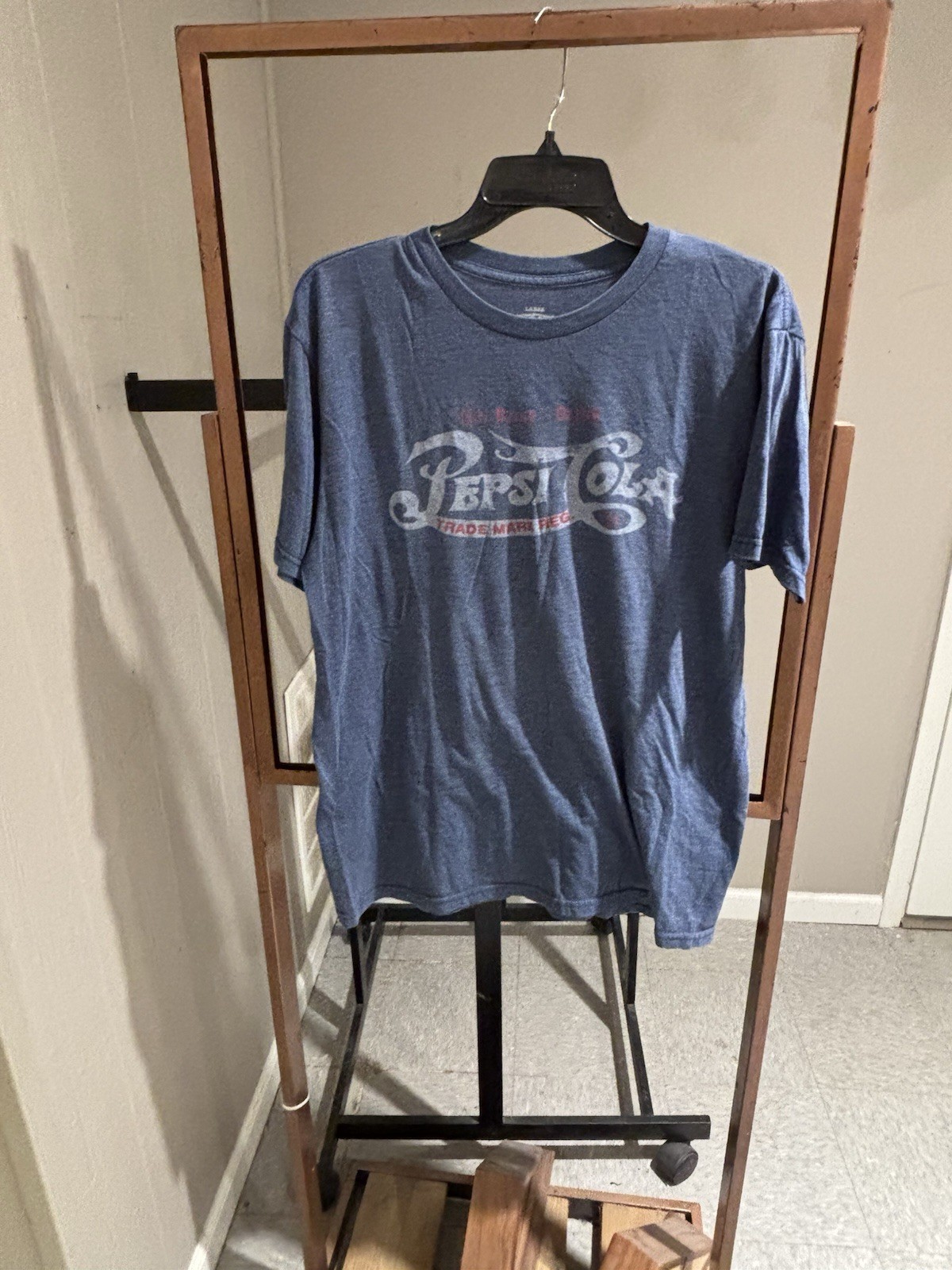 Vintage looking Pepsi Cola T-Shirt size large. Short sleeve. 50/50 cotton/poly.