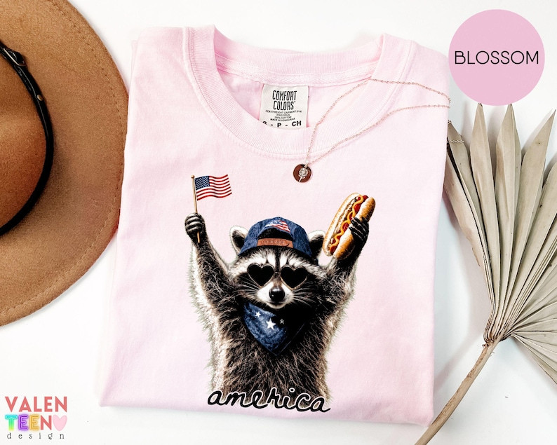 Comfort Colors Feral Raccoon Shirt Patriotic USA Funny 4th of July Tee gallery