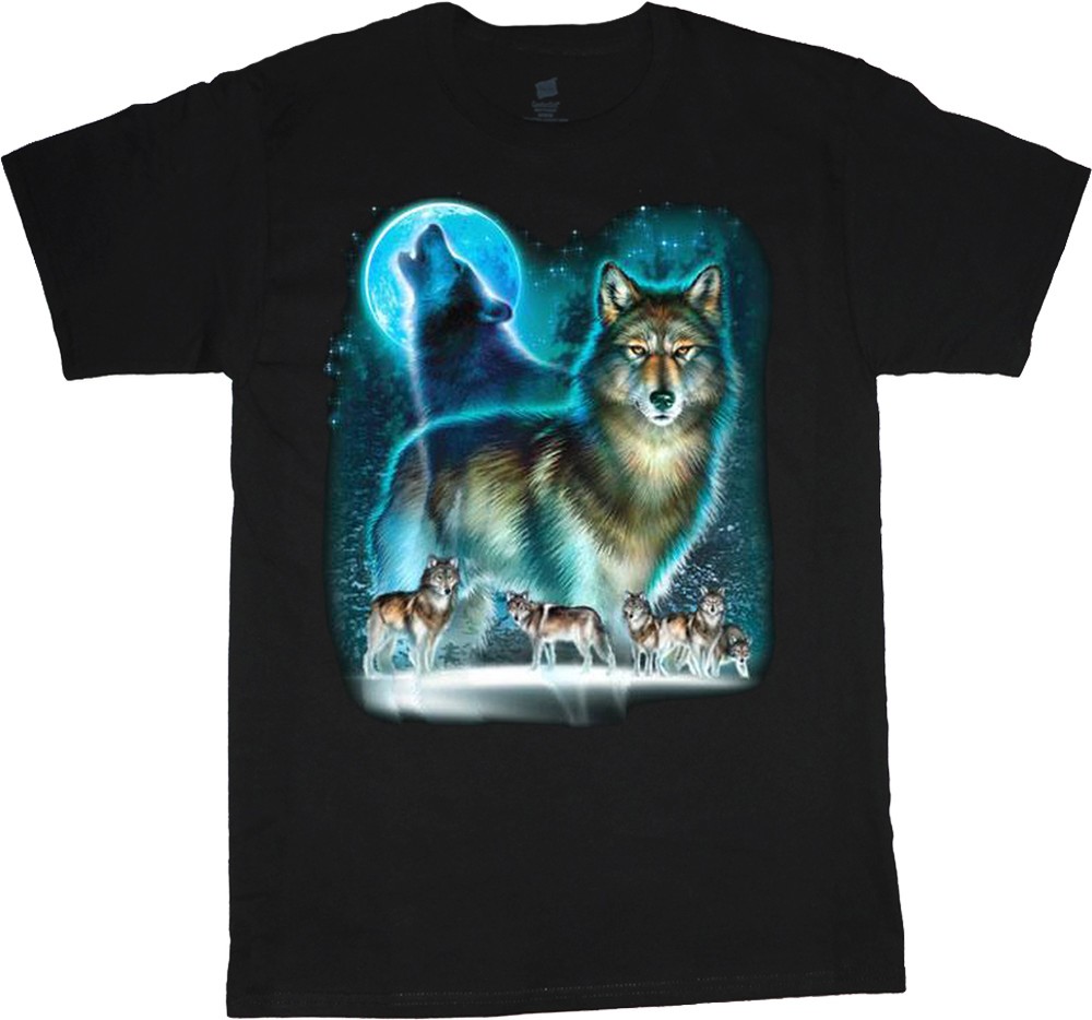 Wolf howling at the moon shirt wolves tshirt nature moutain t-shirt tee shirt