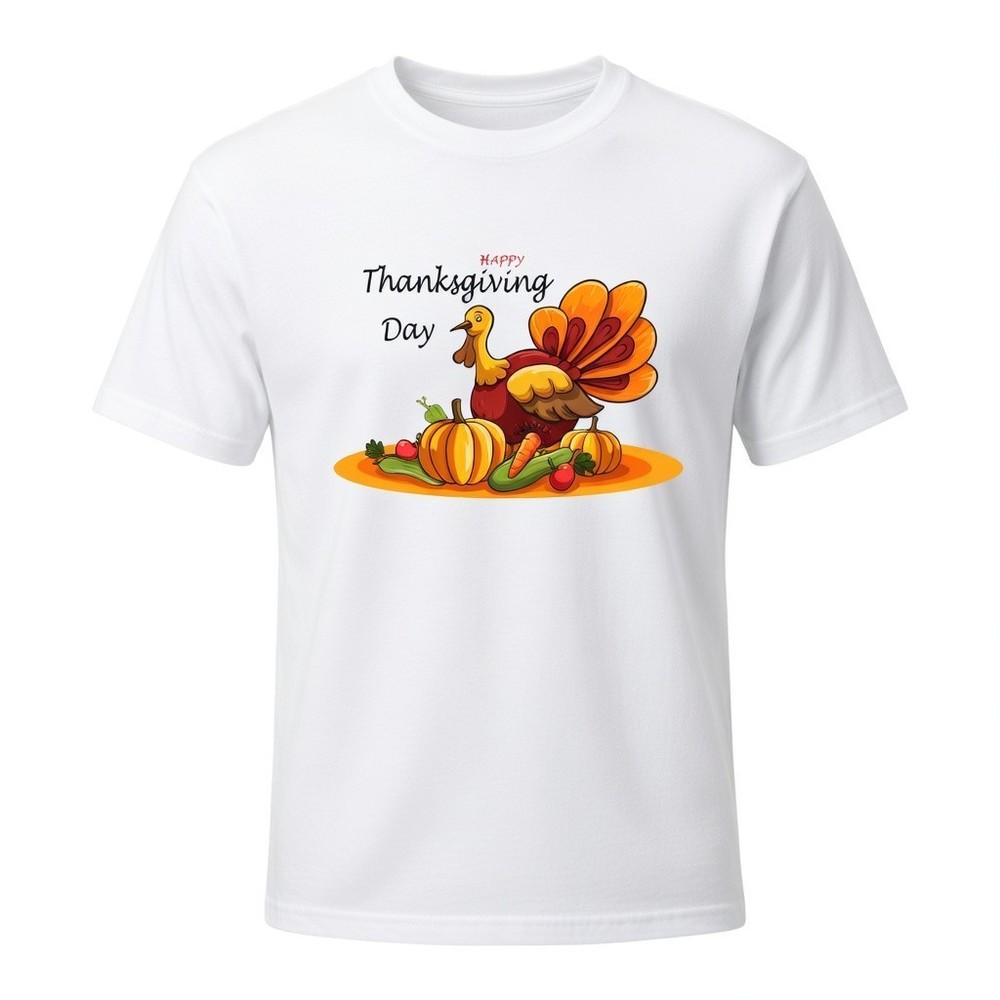 Happy Thanksgiving Turkey Pumpkin Harvest Fall Graphic Tee
