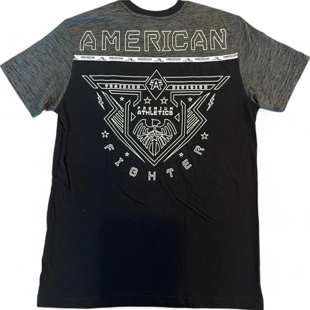 New Men's American Fighter Premium Athletic MMA Black/Dark Gray T-Shirt XS-4XL gallery