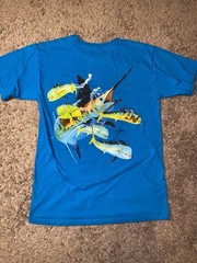 Guy Harvey Graphic Ocean Fish Tee Mens Size Medium Blue Beach Shirt