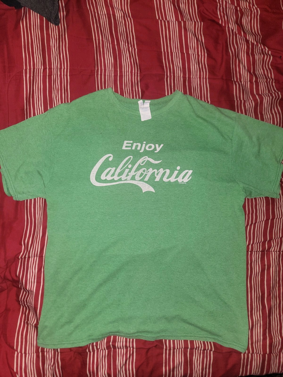 Green T-Shirt ENJOY CALIFORNIA XL Printed Casual Fashion Urban Unisex Tee Faded gallery