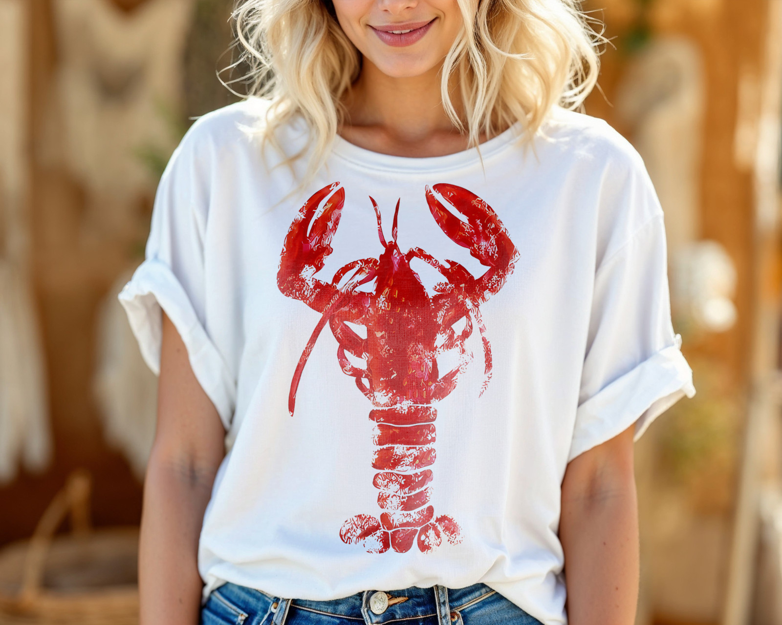 Red Lobster Graphic T-Shirt Coastal Nautical Beachwear Summer Ocean Seafood A82 gallery